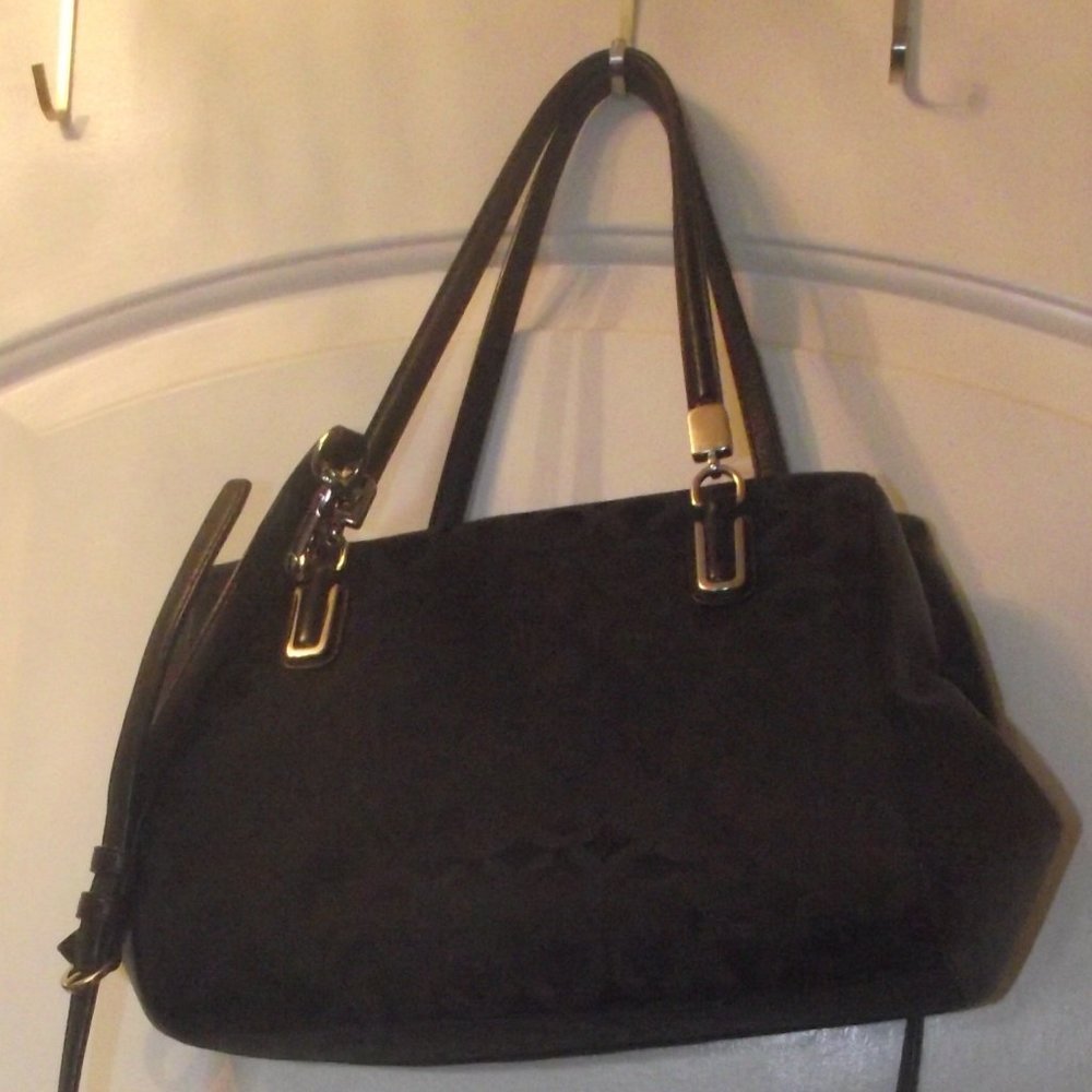 Coach MADISON SMALL MADELINE EAST/WEST SATCHEL IN OP ART SATEEN FABRIC Black - Picture 2 of 7